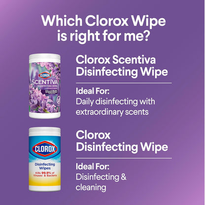 Clorox Scentiva Disinfecting Wipes – Bleach-Free Safer Formula for Kitchens with Kids and Pets