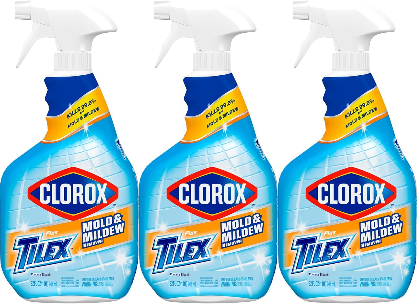 Clorox Tilex Mold and Mildew Remover – Tile and Grout Restorer for a Polished Bathroom Aesthetic, Pack of 3