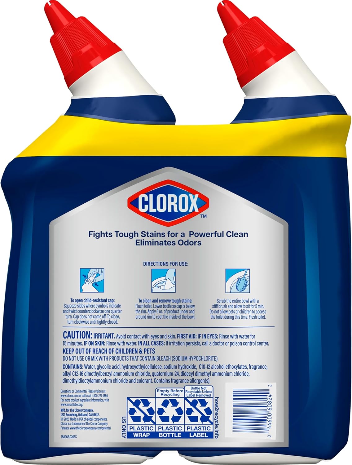 Clorox Toilet Bowl Cleaner Bleach-Free for Designer Bathrooms, Preserves Decorative Porcelain Finish
