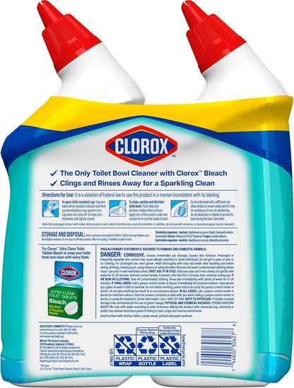 Clorox Toilet Bowl Cleaner with Bleach – 99.9% Germ Kill for Bathrooms Used by Children