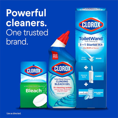 Clorox Toilet Bowl Cleaner with Bleach – 99.9% Germ Kill for Bathrooms Used by Children