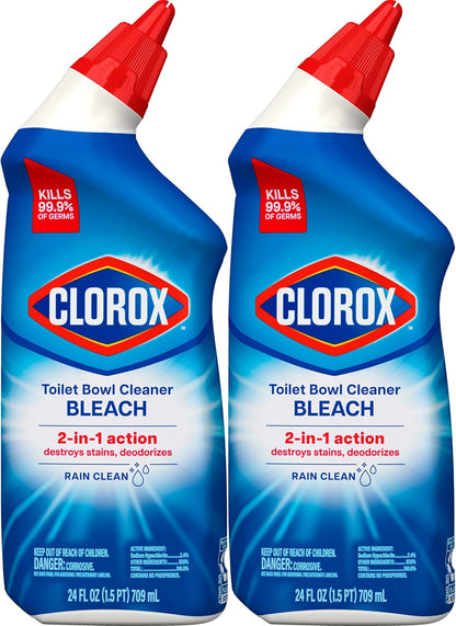Clorox Toilet Bowl Cleaner with Bleach Rain Clean, Germ-Kill Disinfectant for a Fresh Self-Care Bathroom Ritual
