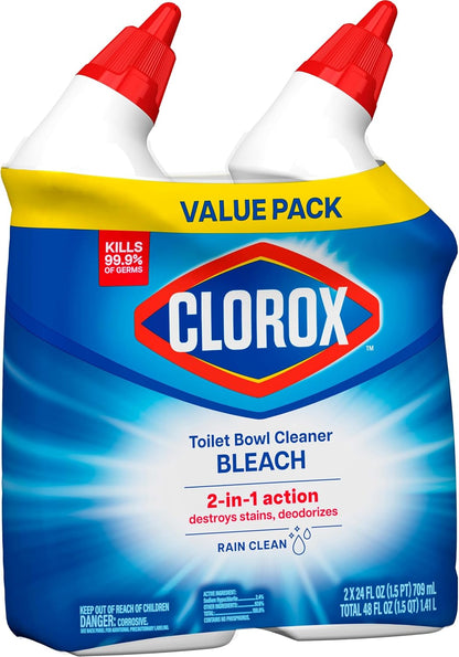 Clorox Toilet Bowl Cleaner with Bleach Rain Clean, Germ-Kill Disinfectant for a Fresh Self-Care Bathroom Ritual