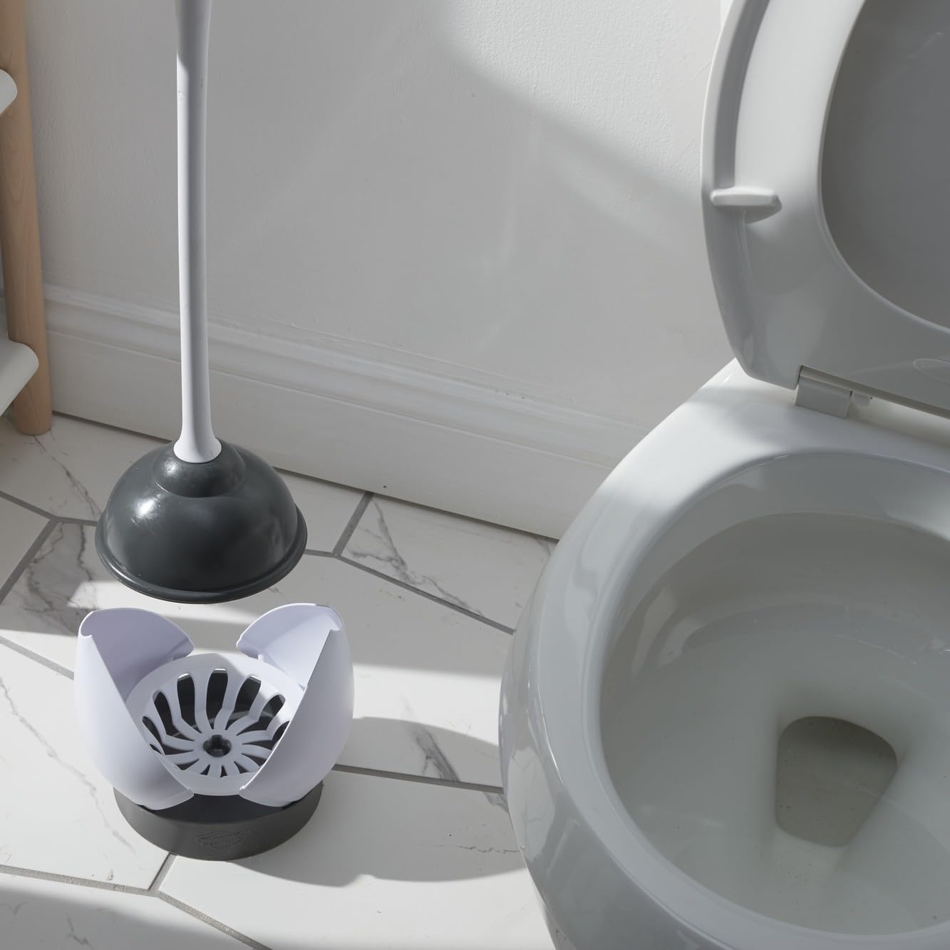 Clorox Toilet Plunger with Hideaway Caddy, 2 Pack – Coordinated Bathroom Accessory for a Cohesive Main Bath Aesthetic