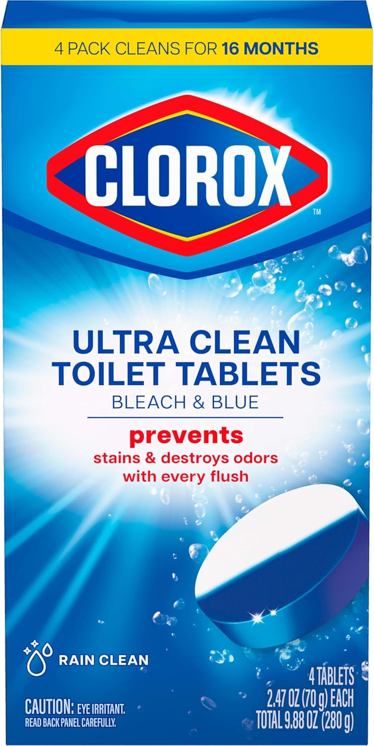 Clorox Ultra Clean Toilet Tablets Bleach & Blue – Set-and-Forget Toilet Care for Busy Home Office Days