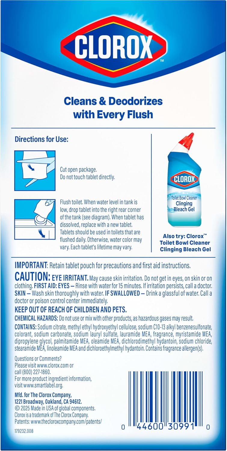 Clorox Ultra Clean Toilet Tablets Bleach & Blue – Set-and-Forget Toilet Care for Busy Home Office Days
