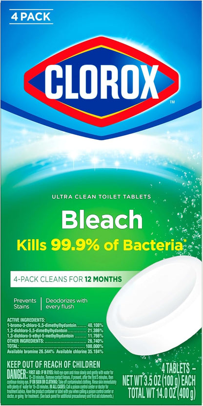 Clorox Ultra Clean Toilet Tablets Bleach – Self-Care Bathroom Companion for Wind-Down Bath Routines, 6-Week Fresh Scent