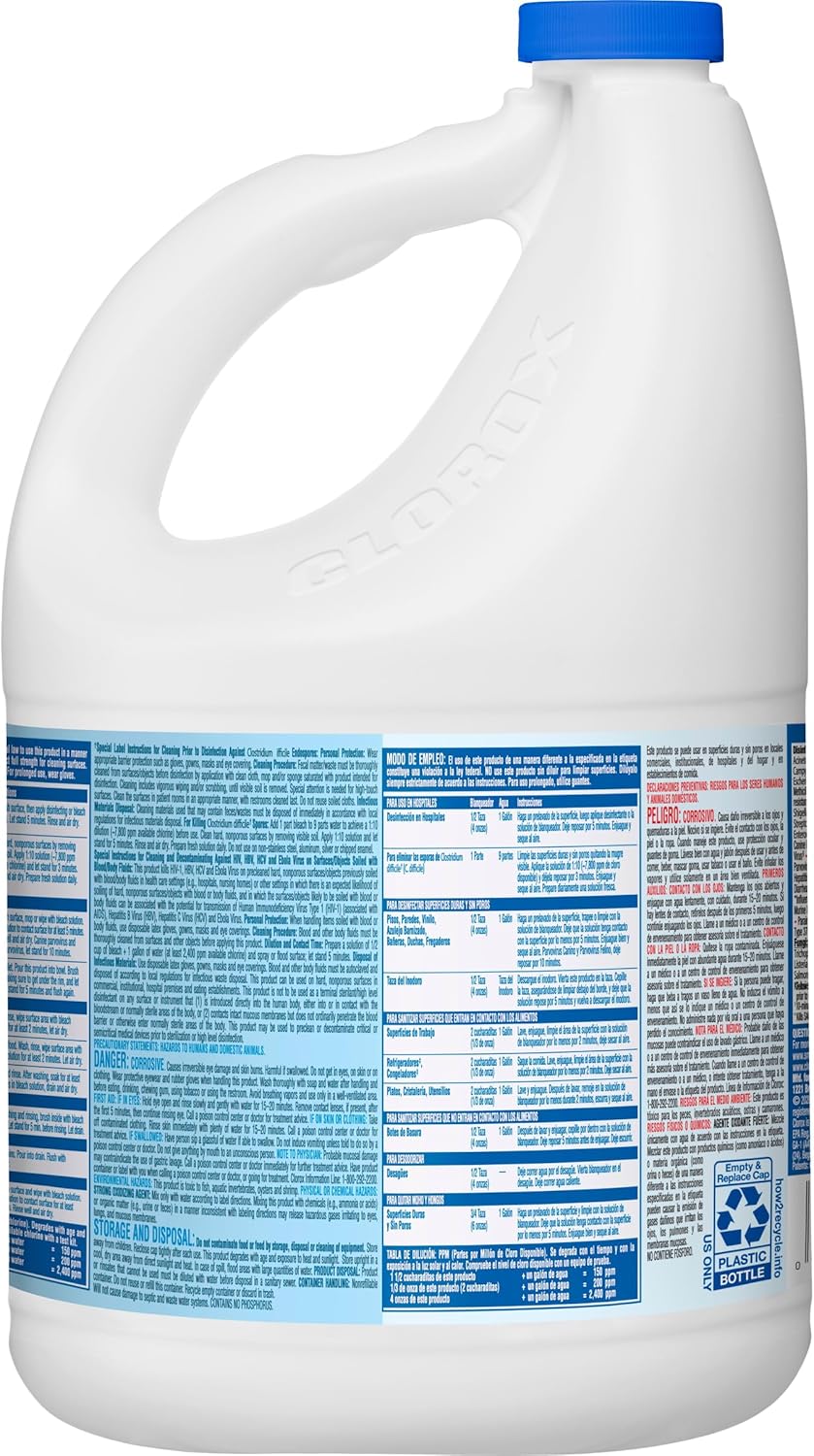 Clorox® Ultra Germicidal Bleach 121 oz Case of 3 – EPA-Registered Surface Sanitizer for Clinic Exam Rooms and Patient Areas