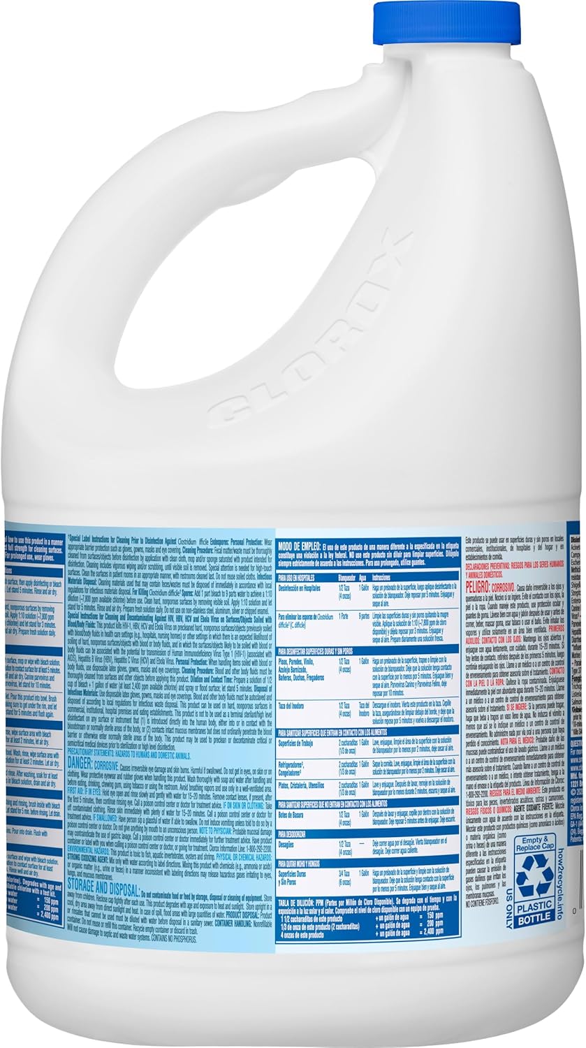 Clorox® Ultra Germicidal Bleach 121 oz Case of 3 – EPA-Registered Surface Sanitizer for Clinic Exam Rooms and Patient Areas