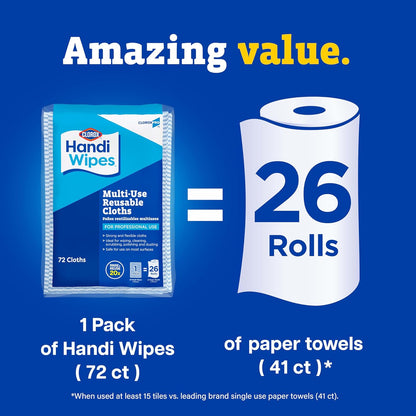 CloroxPro Clorox Handi Wipes Multi Use Reusable Cloths, 72 Count – Hygienic Cleaning Cloths for Patient Room Sanitization