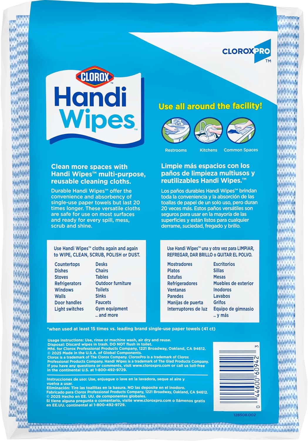 CloroxPro Clorox Handi Wipes Multi Use Reusable Cloths, 72 Count – Hygienic Cleaning Cloths for Patient Room Sanitization