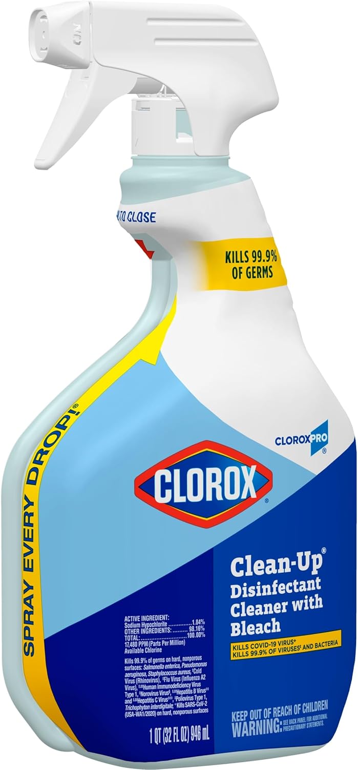 CloroxPro Disinfectant Cleaner with Bleach – Smoke-Free Commercial Kitchen Surface Spray, No Open Flame or Fume Hazard, Bulk 32-Ounce Bottles for Food Service Operators (9-Pack)