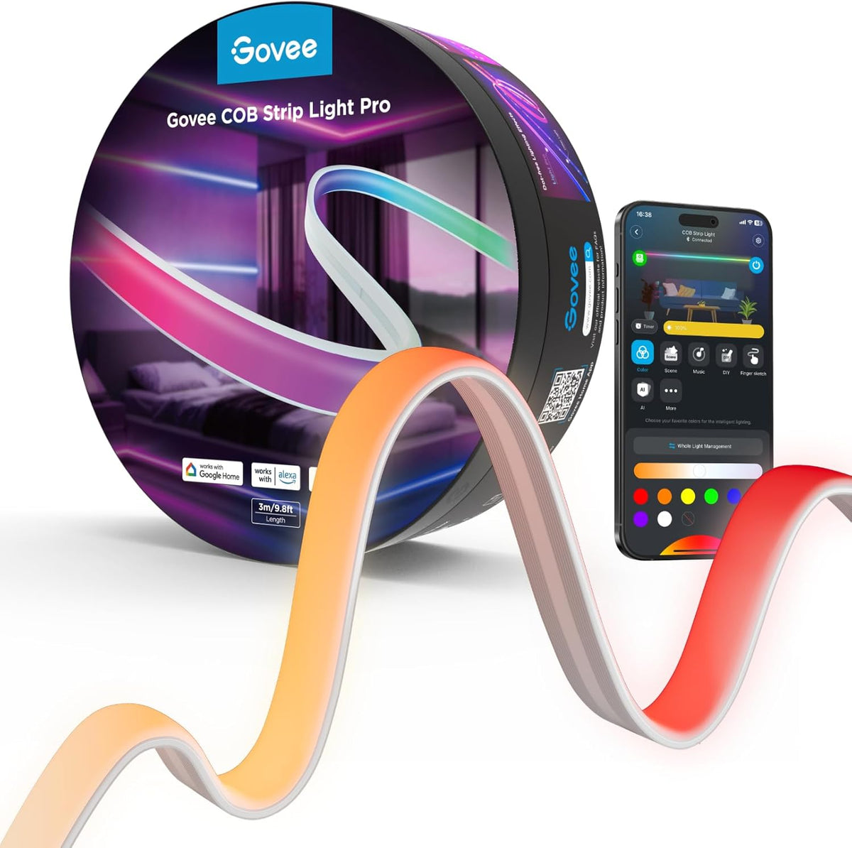 cob (chip-on-board) technology with 1260 leds/m for continuous, dot-free illumination
