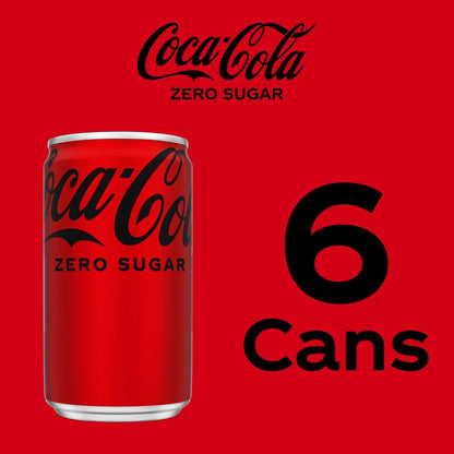 Coca-Cola Coke Zero Sugar Mini-Can 7.5 fl oz, 6 Pack – Guilt-Free Wellness Soda for Calorie-Conscious Home Drinkers