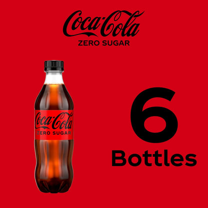 Coca-Cola Coke Zero Sugar Soda 16.9 fl oz 6 Pack – Midday Caffeine Pick Me Up for the Home Office Desk