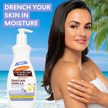 cocoa butter, vitamin e, and tahitian vanilla blend for skin nourishment