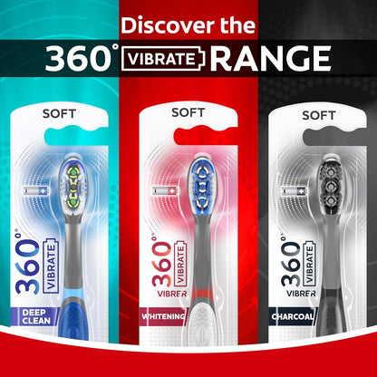 Colgate 360 Vibrate Sonic Toothbrush for Nightly Wind-Down Ritual and Mindful Brushing, Medium Bristles, 2 Pack