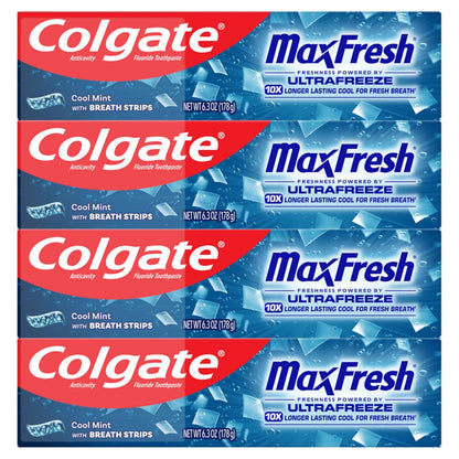 Colgate MaxFresh Ultrafreeze Toothpaste – Single-Purpose Excellence: One Tube Replaces Toothpaste + Breath Strips Clutter