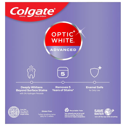 Colgate Optic White Advanced Toothpaste – Mindful Brushing Ritual for Coffee and Tea Drinkers, 3 Pack 3.2 oz