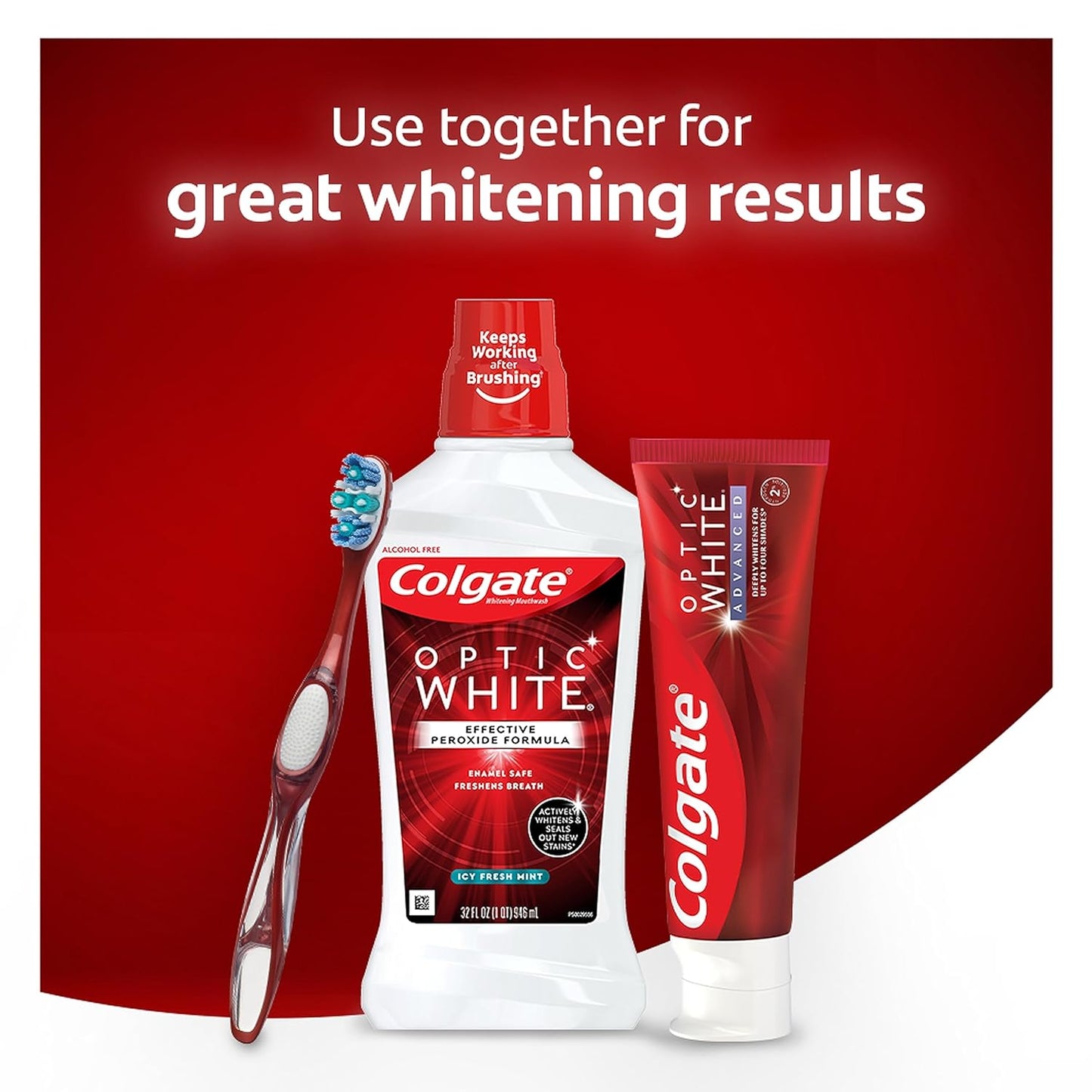 Colgate Optic White Mouthwash – Quick Post-Meeting Whitening Rinse for the Office Bathroom