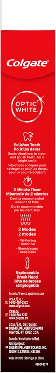Colgate Optic White Pro-Series Battery Toothbrush – Quick Two-Minute Whitening Routine for Busy Home Office Mornings