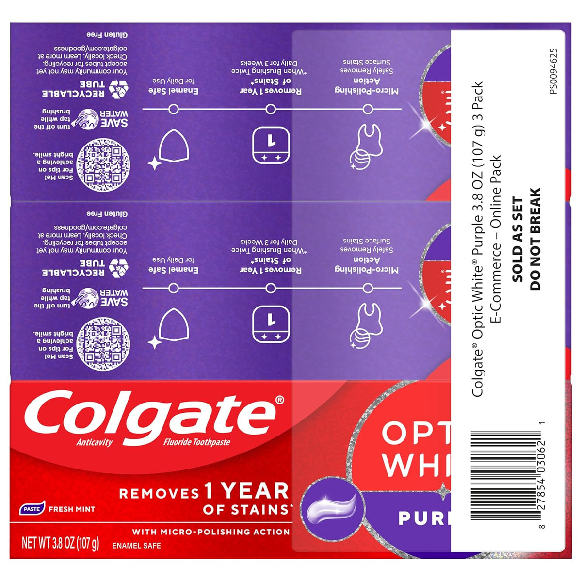 Colgate Optic White Purple Whitening Toothpaste – Holiday Gift Set for Mom, Daily Anticavity and Stain Removal