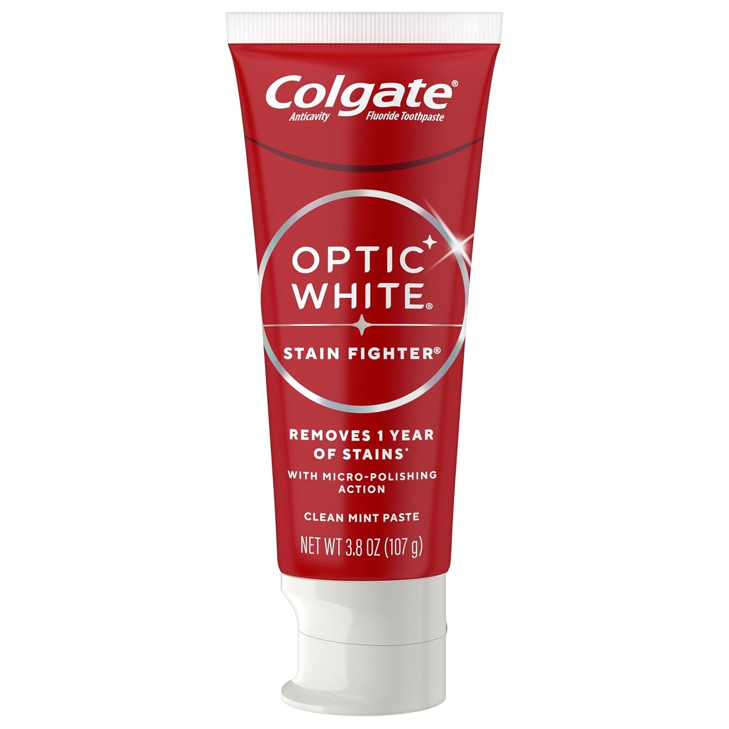 Colgate Optic White Stain Fighter Clean Mint Paste – Daily Self-Care Toothpaste for a Confident Morning Routine