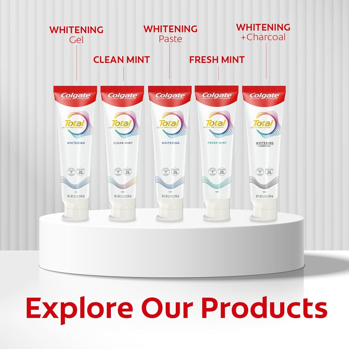 Colgate Total Active Prevention Deep Clean Toothpaste – Mindful Oral Care for Morning and Evening Routine, Stannous Fluoride Whole-Mouth Protection, 3 Pack