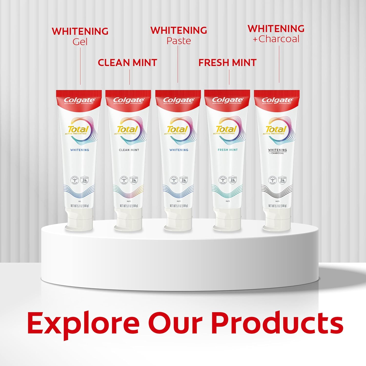 Colgate Total Active Prevention Deep Clean Toothpaste – Mindful Oral Care for Morning and Evening Routine, Stannous Fluoride Whole-Mouth Protection, 3 Pack