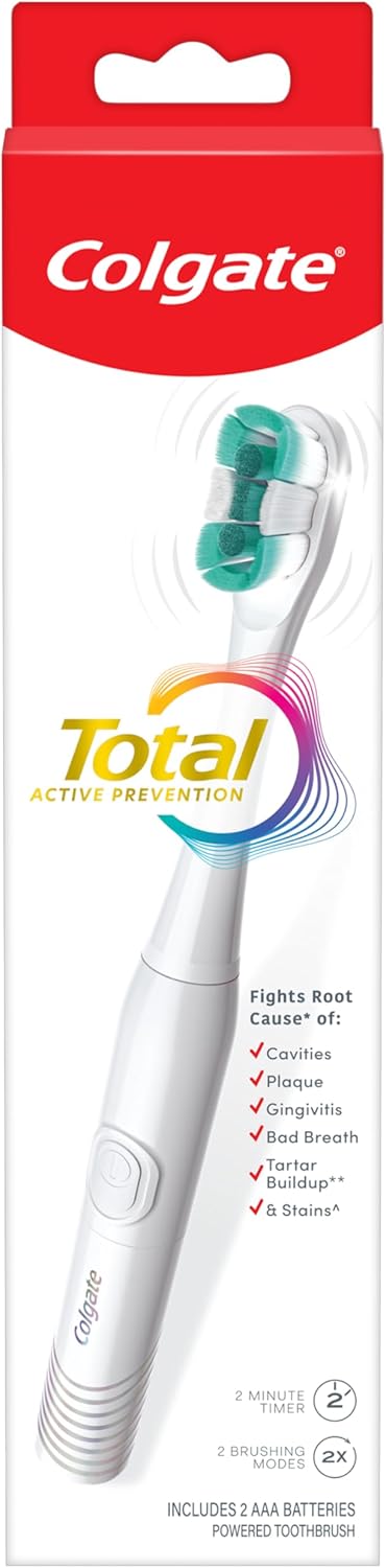 Colgate Total Battery Powered Electric Toothbrush – Practical Housewarming Gift for New Homeowners, Ready to Use with AAA Batteries Included