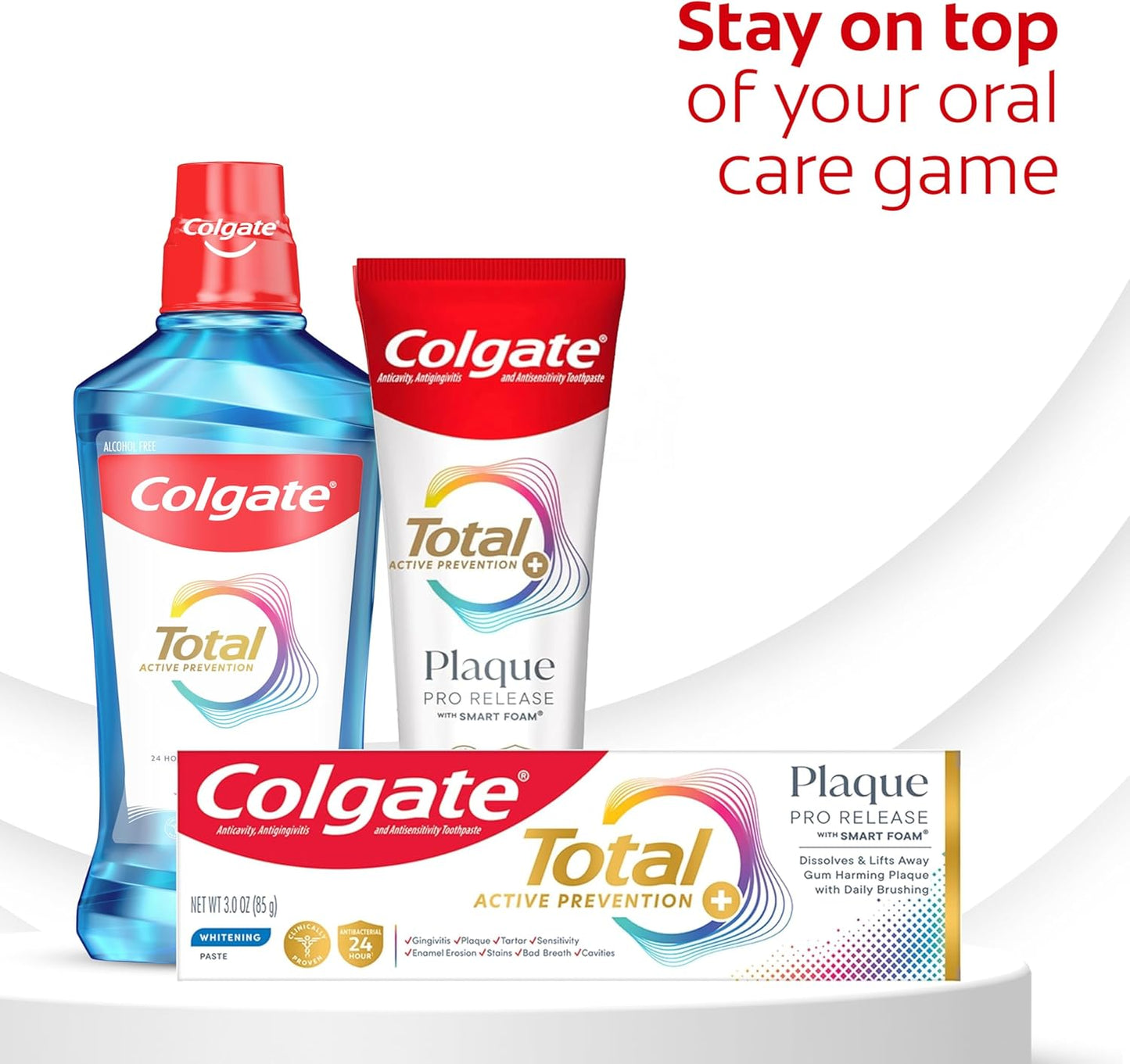 Colgate Total Plaque Pro Release – Gentle Antibacterial Toothpaste Safe for All Family Members Daily Use