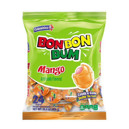 Colombina Bon Bon Bum Lollipops – Individually Wrapped Tropical Hard Candy for Picnic Baskets, Road Trips and Park Snack Runs