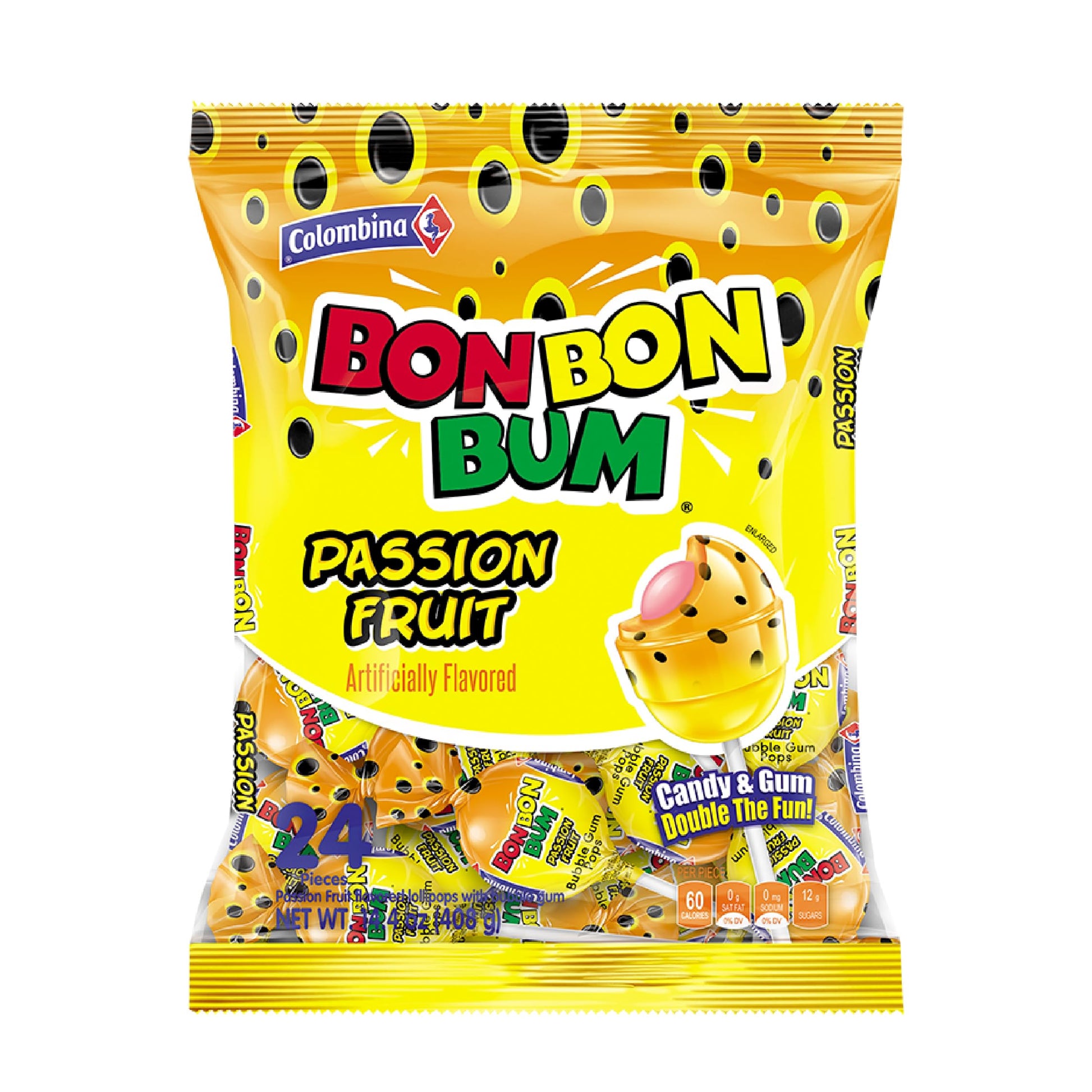 Colombina Bon Bon Bum Lollipops – Individually Wrapped Tropical Hard Candy for Picnic Baskets, Road Trips and Park Snack Runs