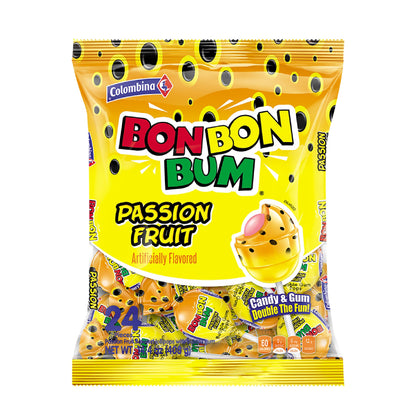 Colombina Bon Bon Bum Lollipops – Individually Wrapped Tropical Hard Candy for Picnic Baskets, Road Trips and Park Snack Runs