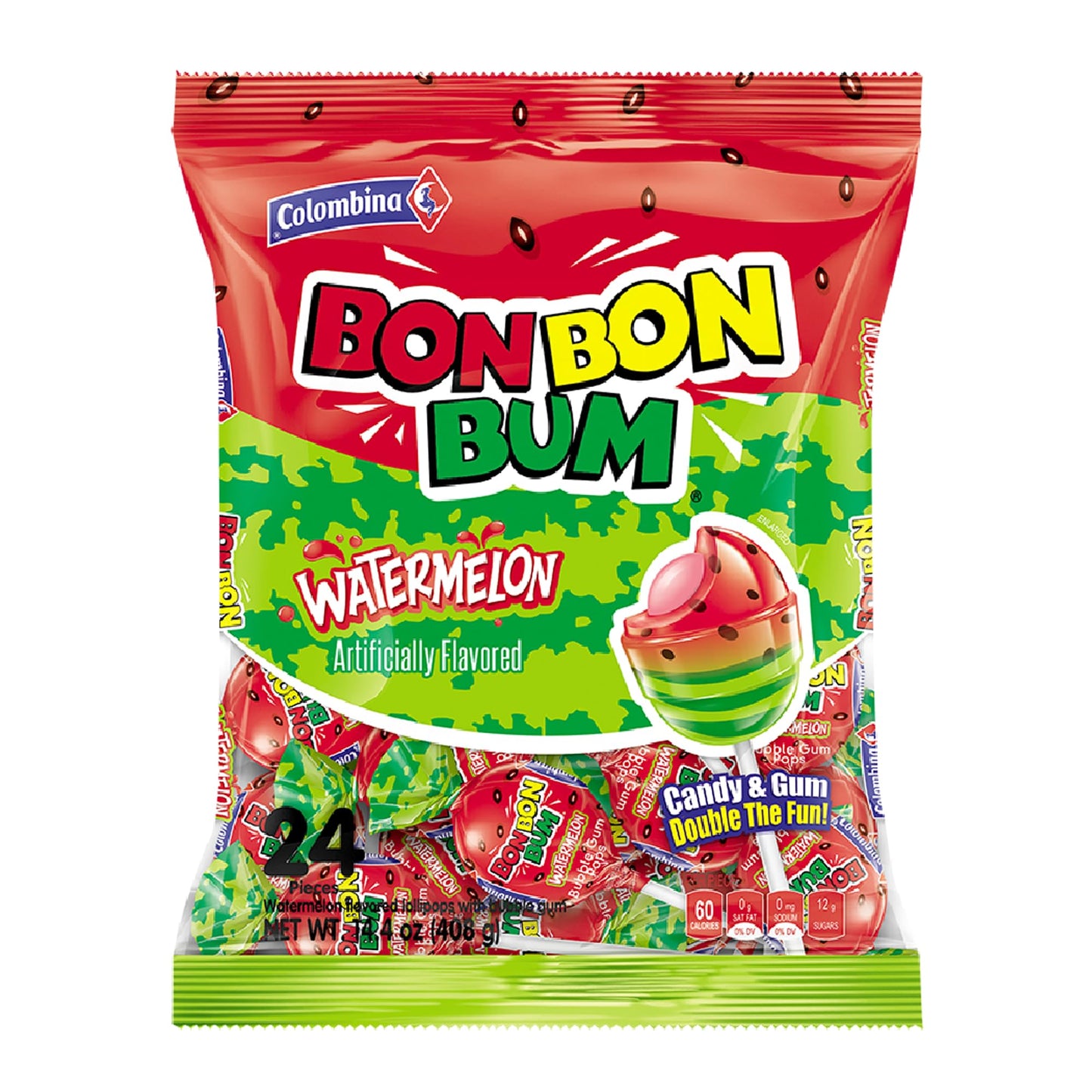 Colombina Bon Bon Bum Lollipops – Individually Wrapped Tropical Hard Candy for Picnic Baskets, Road Trips and Park Snack Runs