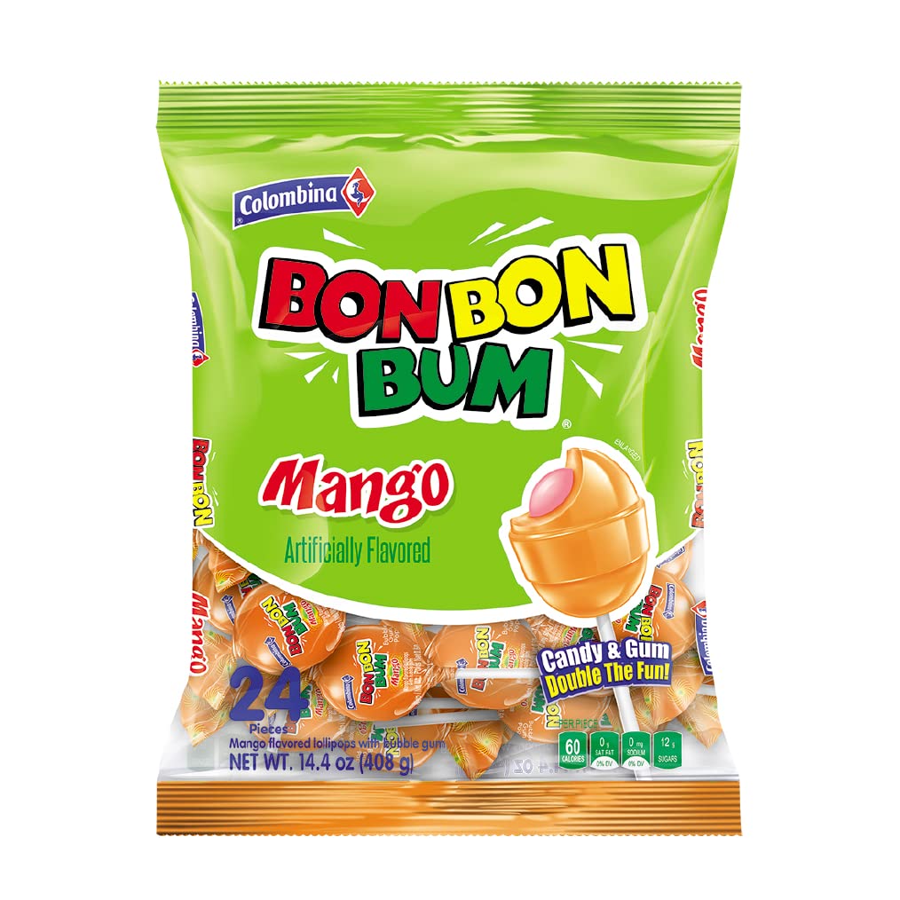 Colombina Bon Bon Bum Lollipops – Individually Wrapped Tropical Hard Candy for Picnic Baskets, Road Trips and Park Snack Runs