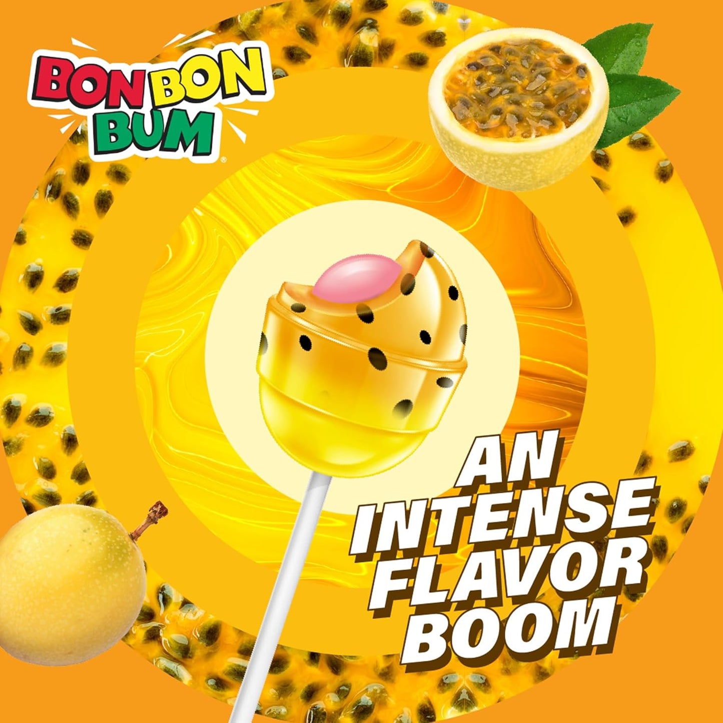 Colombina Bon Bon Bum Lollipops – Tropical Hard Candy with Chewy Gum Center for Kids Lunchboxes and After-School Snacks