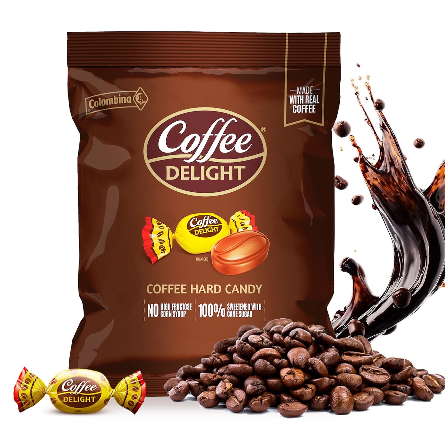 Colombina Coffee Delight Hard Candy – Thoughtful Birthday Gift for Coffee Lovers, 100 Individually Wrapped Pieces