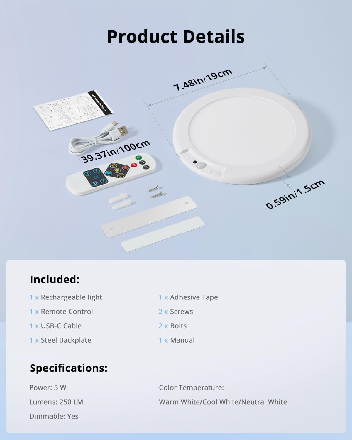 Combuh Portable Battery Ceiling Light – Detachable Magnetic Lantern for RV, Caravan, and Boat Cabin Interiors