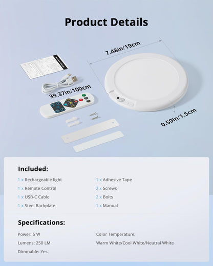 Combuh Portable Battery Ceiling Light – Detachable Magnetic Lantern for RV, Caravan, and Boat Cabin Interiors