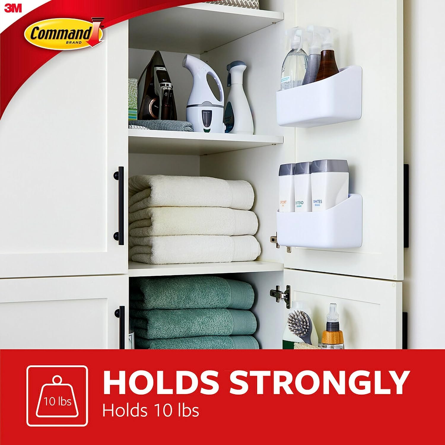 Command 10 Lb Caddy for Home Office Supply Station, Heavyweight Adhesive Wall Organizer for Cords and Tools