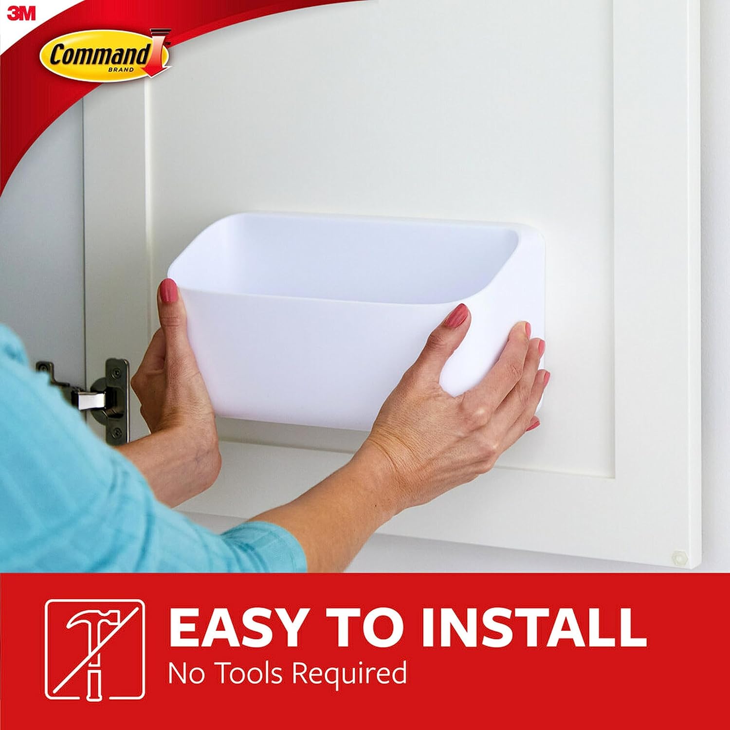Command 10 Lb Caddy for Home Office Supply Station, Heavyweight Adhesive Wall Organizer for Cords and Tools