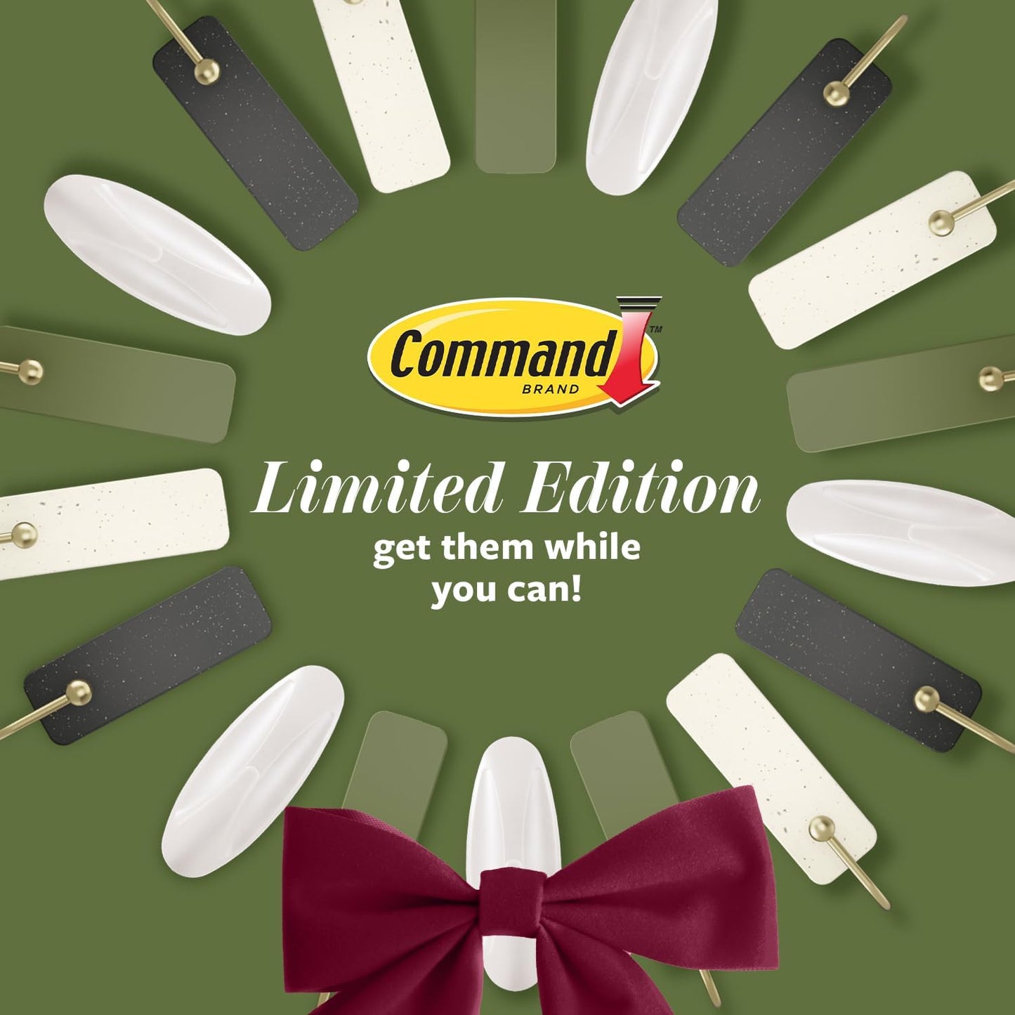 Command Christmas Hook Gift Set in Sage Green, Practical Stocking Stuffer for Renters and Apartment Dwellers