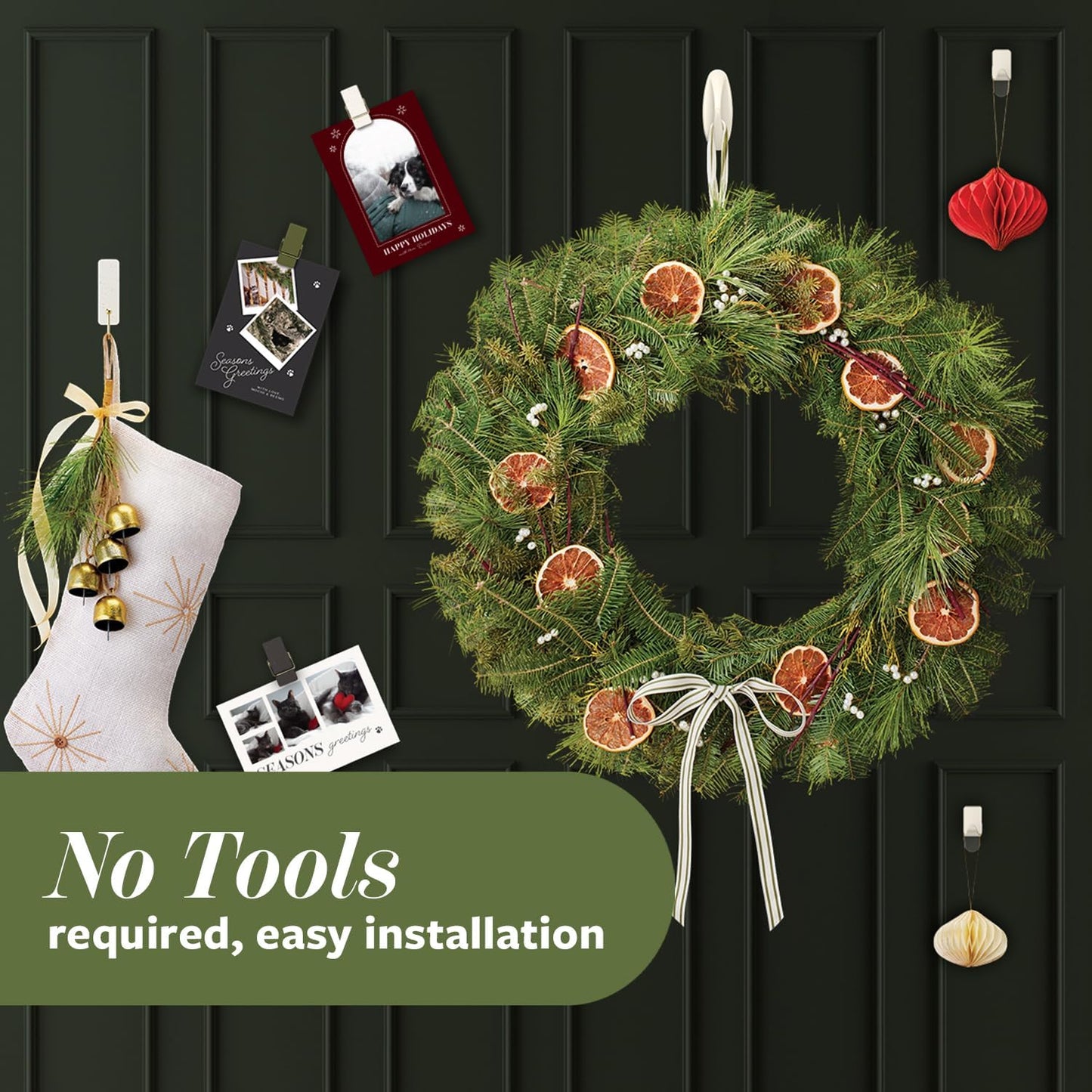 Command Christmas Hook Gift Set in Sage Green, Practical Stocking Stuffer for Renters and Apartment Dwellers