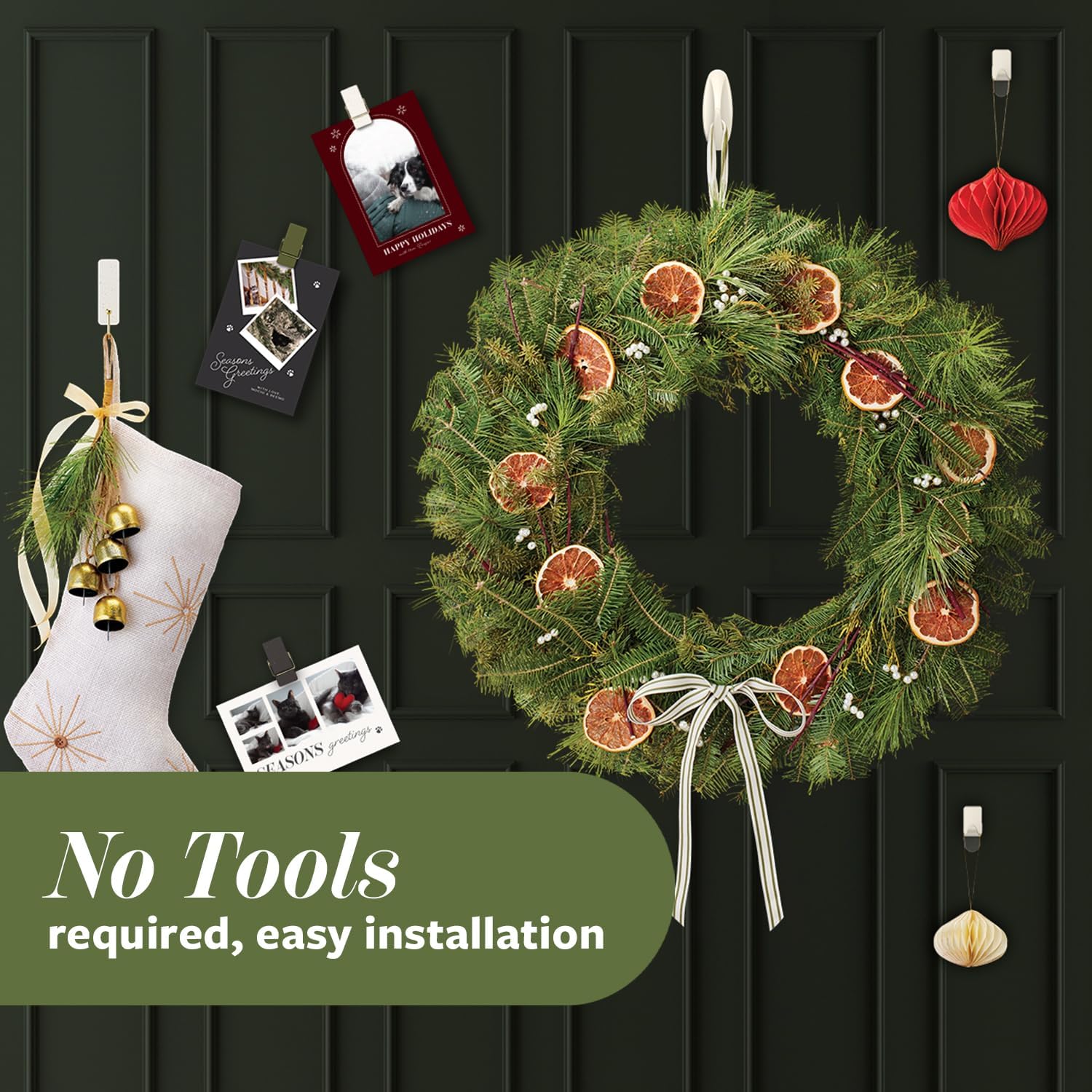 Command Christmas Hook Gift Set in Sage Green, Practical Stocking Stuffer for Renters and Apartment Dwellers