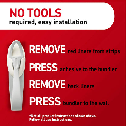 Command Cord Bundlers – Bedroom Decor Cable Management Behind Nightstand and TV, Adhesive Cord Holders