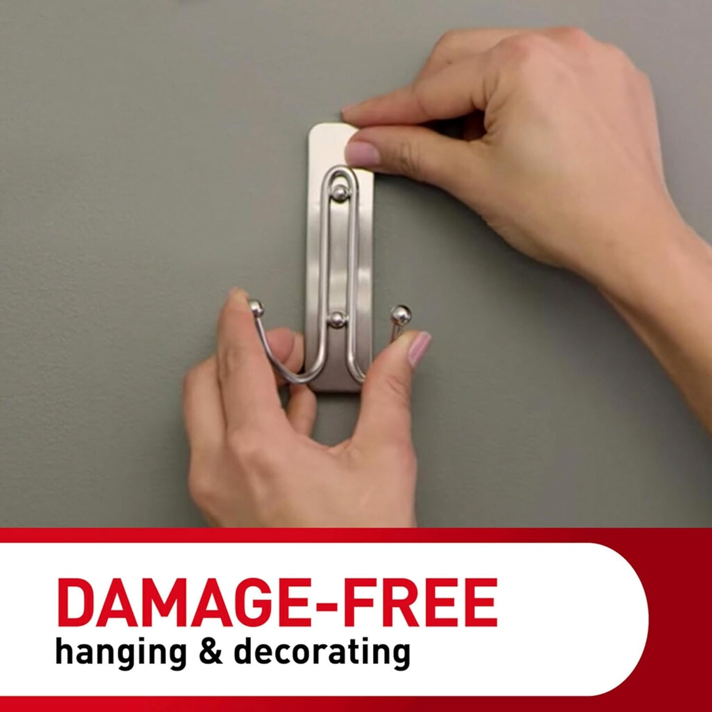 Command Large Double Bathroom Wall Hook – Drill-Free Towel Hook for Rental Bathrooms with No Wall Damage and No Tools