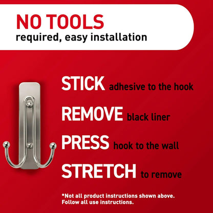 Command Large Double Bathroom Wall Hook – Drill-Free Towel Hook for Rental Bathrooms with No Wall Damage and No Tools