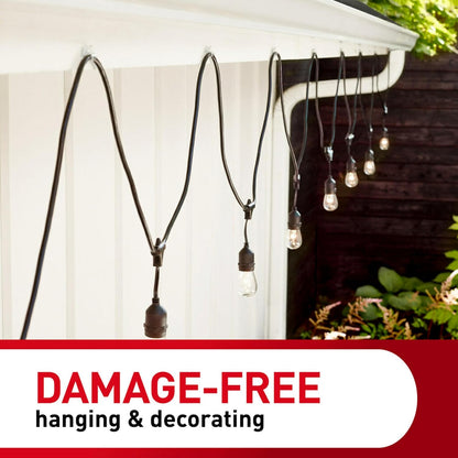 Command Outdoor Light Clips for Cozy Bedroom String Light Setup, Damage-Free Decor Mounts, Clear