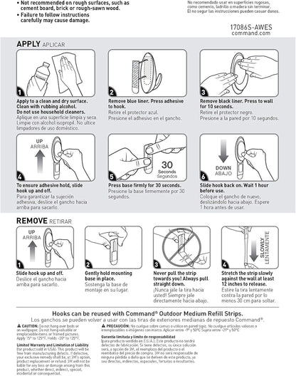 Command Outdoor Terrace Hooks – Patio and Camping Wall Hook for Weatherproof Wreath Hanging, Holds 3 lb